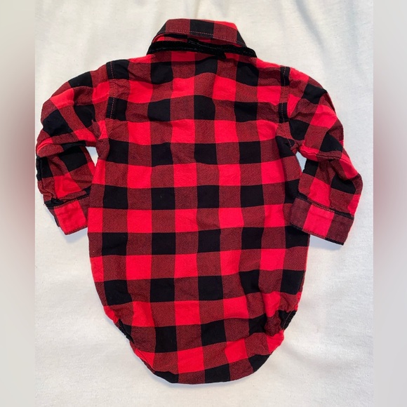 Plaid Button Up Onesie And Pants Outfit With Bow Tie - Picture 3 of 9